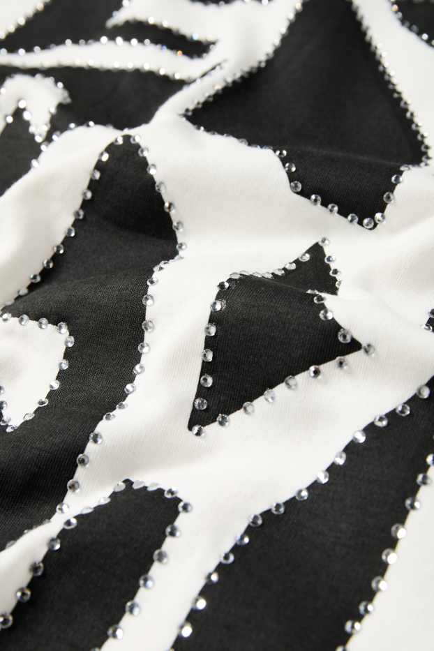 Damen - T-Shirt mit Strasssteinen - Regular Fit - weiß