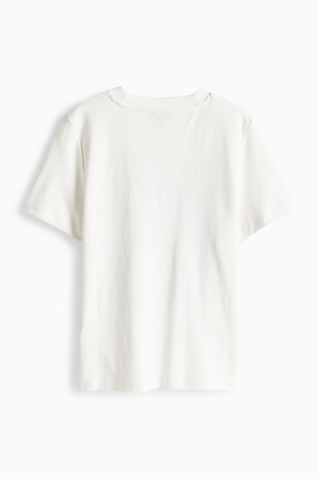 Damen - T-Shirt mit Strasssteinen - Regular Fit - weiß