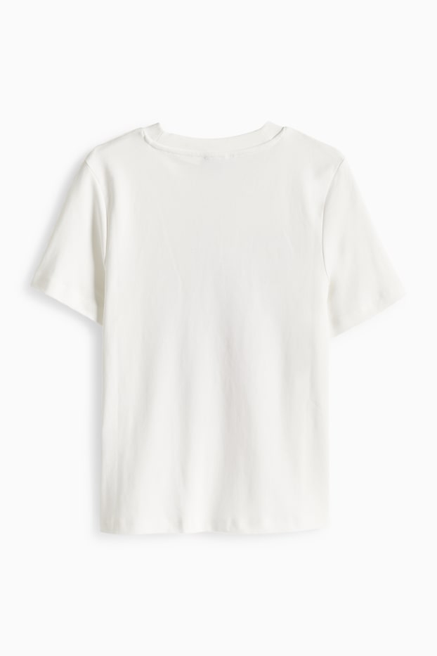 Damen - T-Shirt - Regular Fit - Glanz-Effekt - weiß