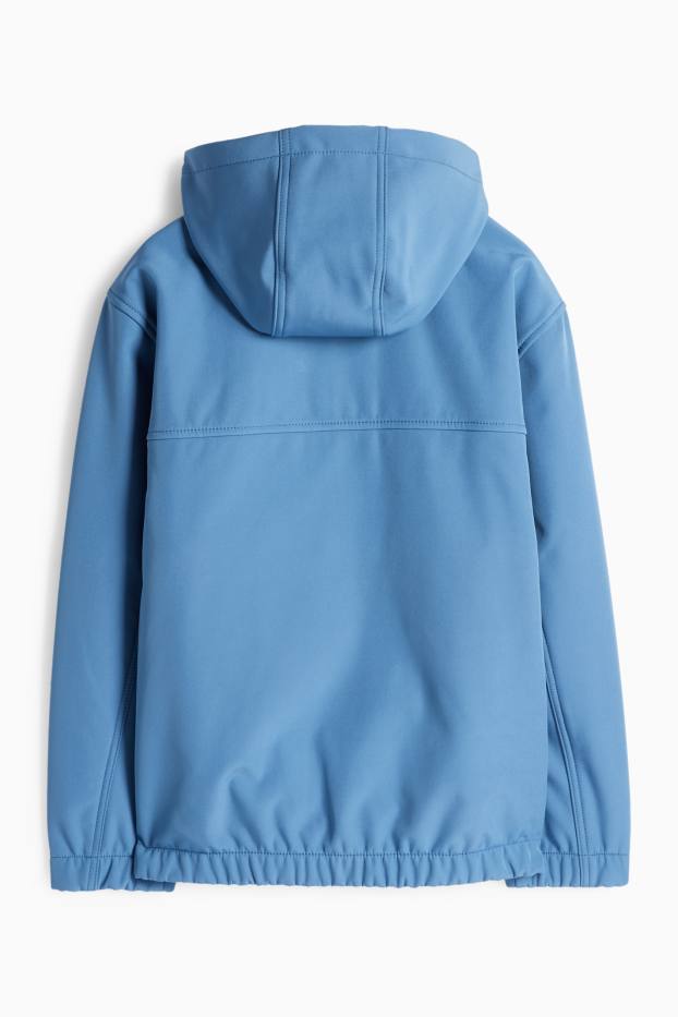 Kinder Jungen - Softshelljacke mit Kapuze - wasserdicht - blau