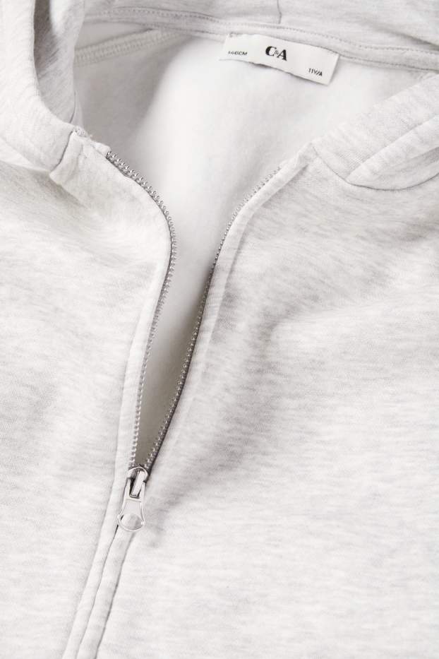 Děti - dívky - Tepláková bunda - světle šedá-žíhaná