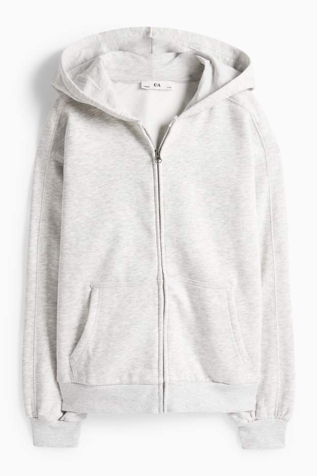 Děti - dívky - Tepláková bunda - světle šedá-žíhaná