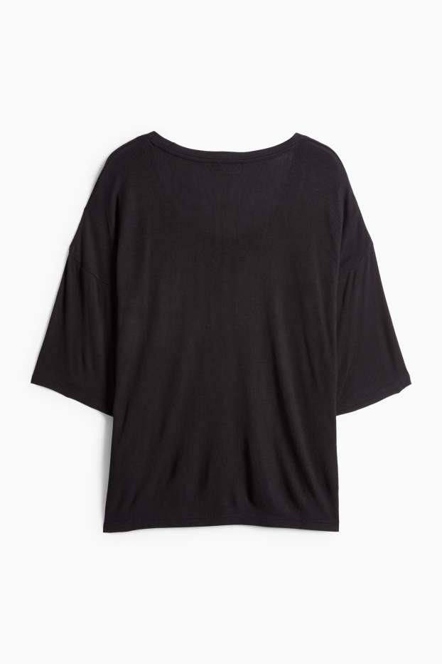 Donna - T-shirt - relaxed fit - a coste - nero