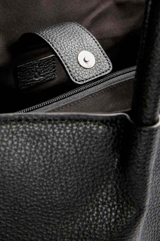 Dames - Grote shopper met afneembare draagriem - imitatieleer - zwart