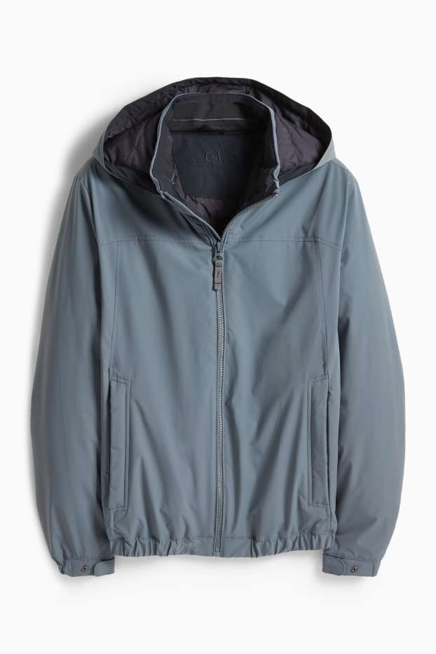 Herren - Jacke mit Kapuze - gefüttert - wasserabweisend - grau