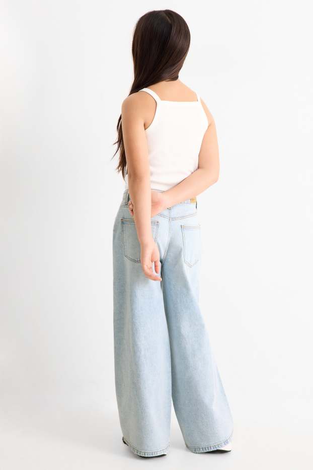 Děti - dívky - Wide leg jeans - džíny - světle modré