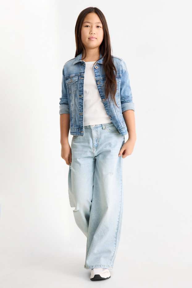 Děti - dívky - Wide leg jeans - džíny - světle modré