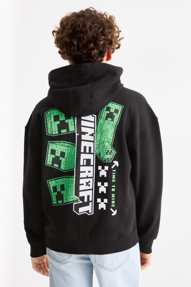 Děti - chlapci - Minecraft - tepláková bunda s kapucí - černá