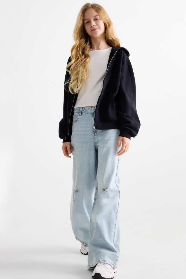 Děti - dívky - Wide leg jeans - džíny - světle modré