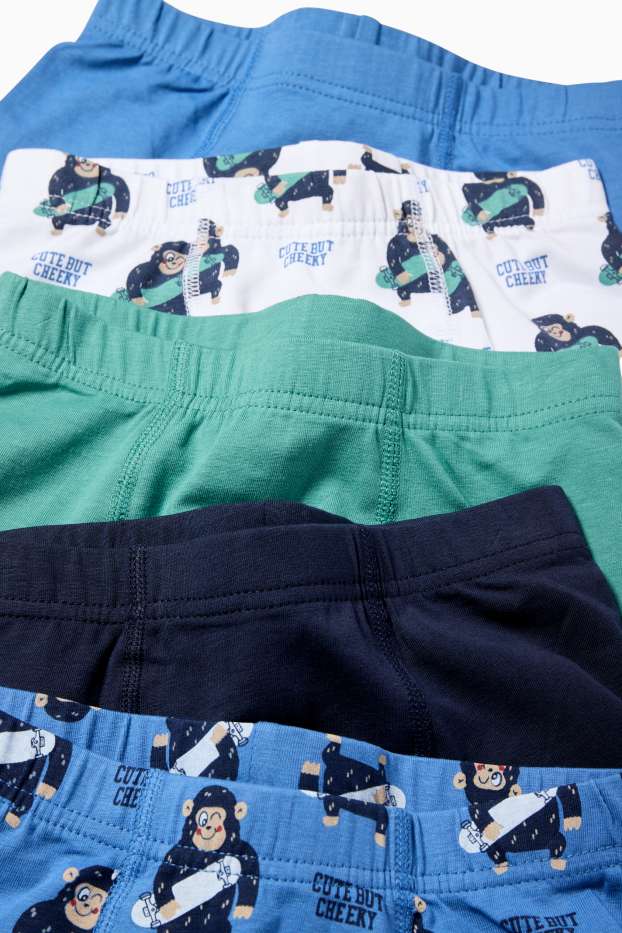 Enfants garçons - Lot de 6 - singe skateur - caleçons - vert