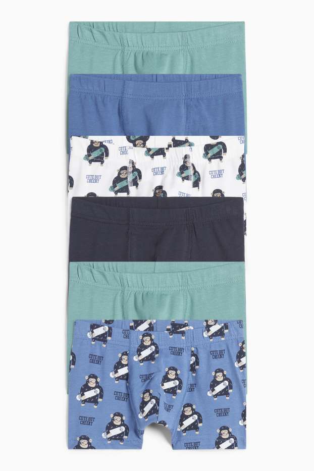 Enfants garçons - Lot de 6 - singe skateur - caleçons - vert