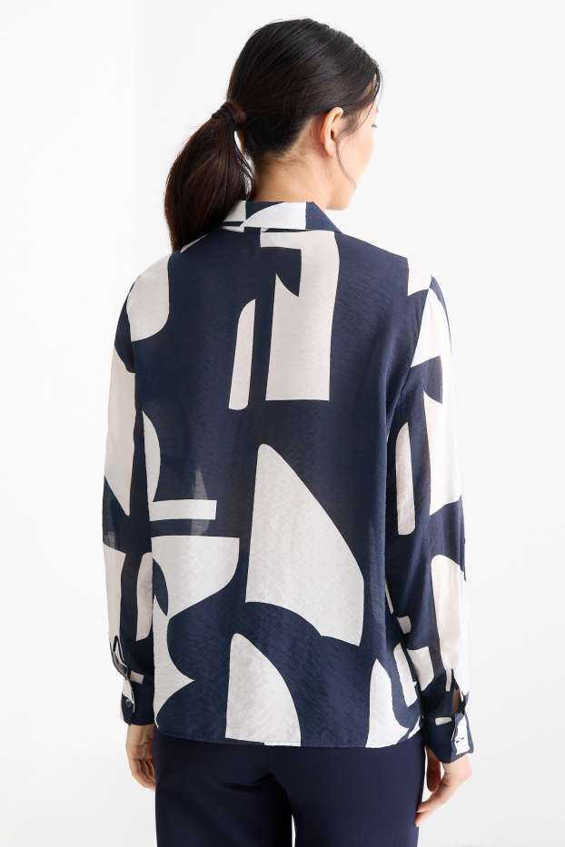 Donna - Blusa - fantasia - blu scuro / bianco