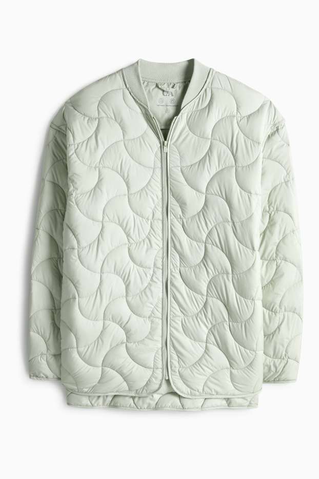 Femei - Geacă matlasată - verde deschis