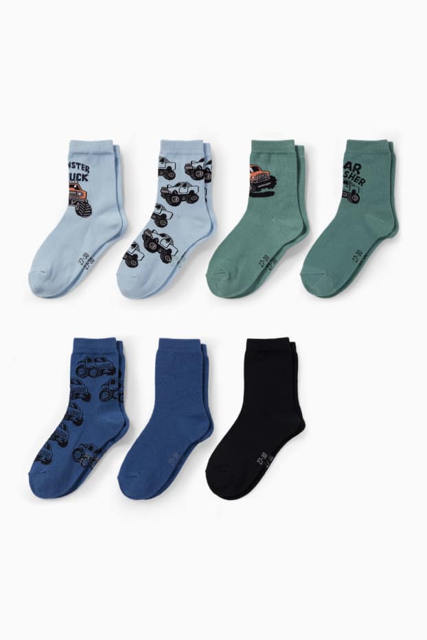 Kinder Jungen - Multipack 7er - Monster-Truck - Socken mit Motiv - blau