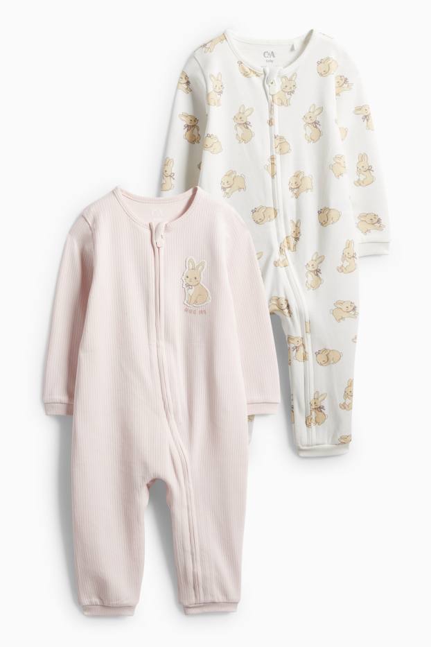 Baby: meisjes - Babypyjama - wit / roze