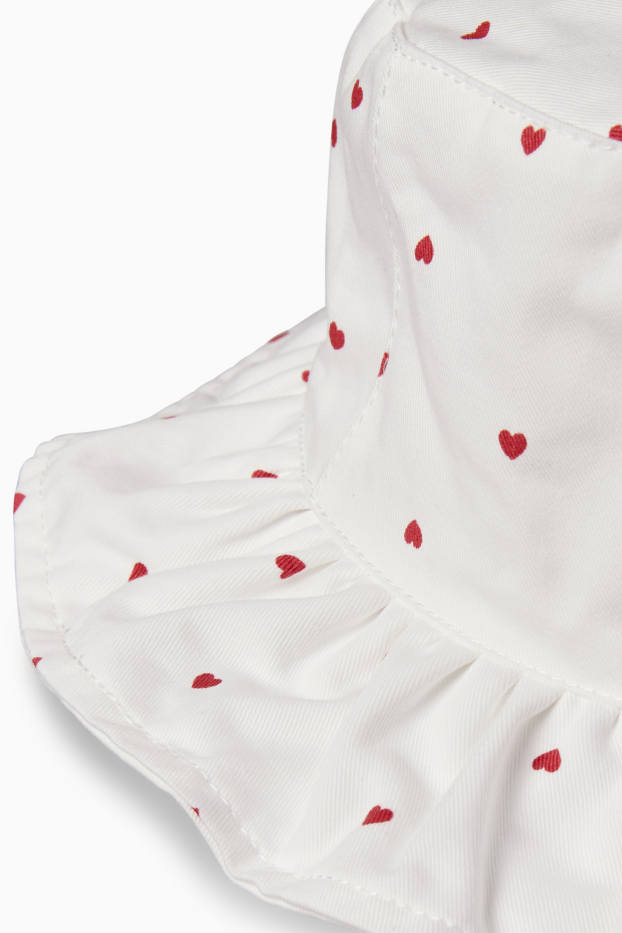 Baby Mädchen - Herzchen - Baby-Hut - weiss / rot