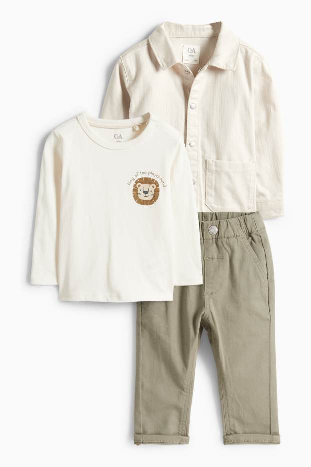 Bébés garçons - Lion - tenue pour bébé - 3 pièces - vert / blanc crème