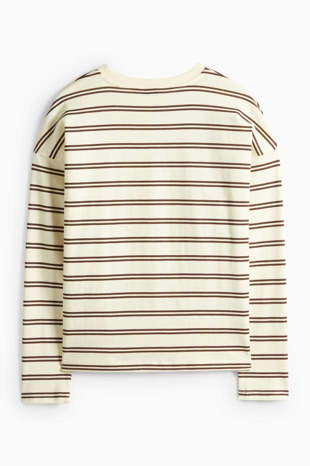 Damen - Langarmshirt - Oversized - gestreift - hellgelb