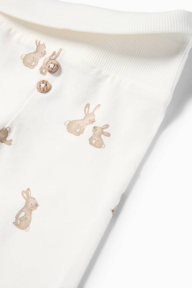 Unisex - Häschen - Erstlingshose - cremeweiß