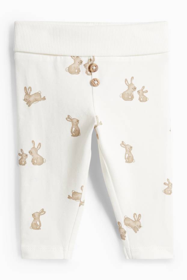 Unisex - Häschen - Erstlingshose - cremeweiß
