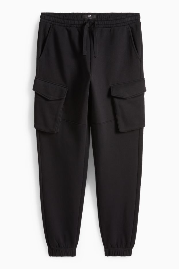 Pánské - Cargo teplákové kalhoty - černá