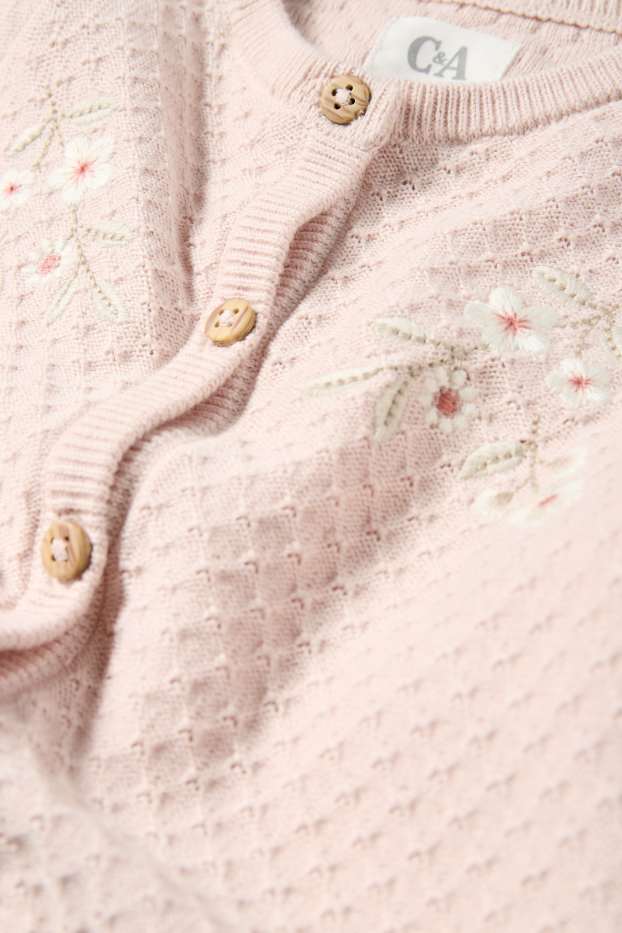 Nadó nena - Floretes - jaqueta de punt per a nadó - texturada - rosa