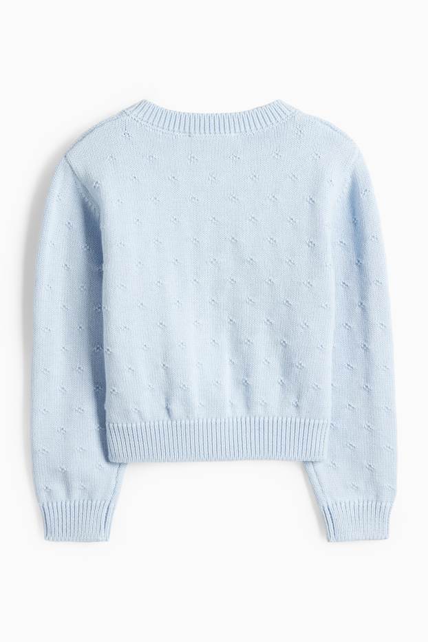 Děti - dívky - Pletený kardigan - strukturovaný - světle modrá