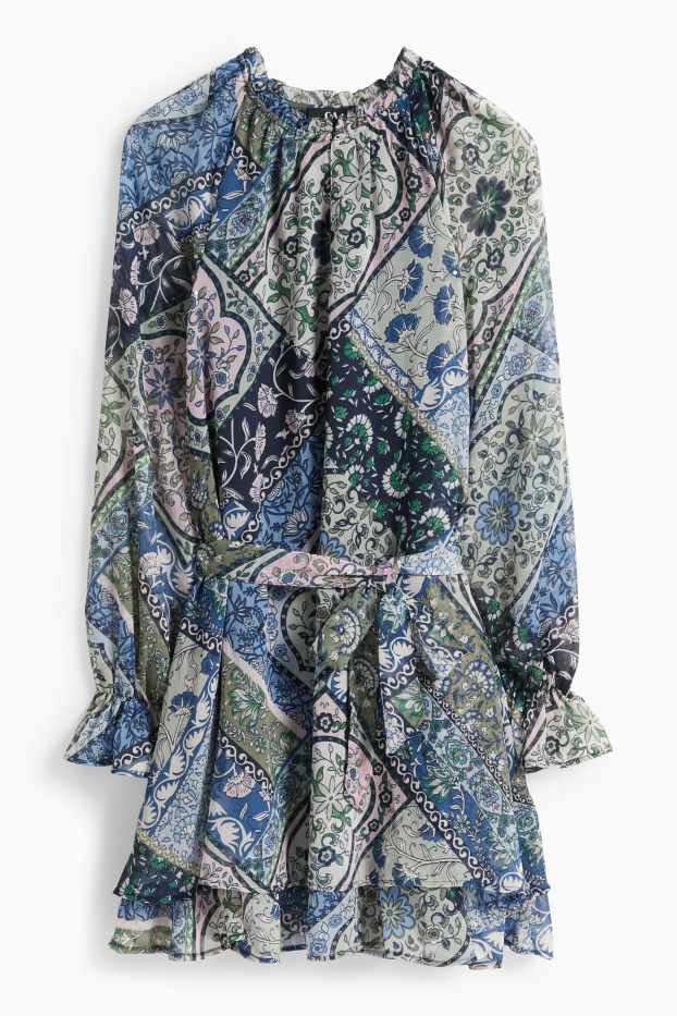 Dona - Vestit de xifó - estampat - blau fosc