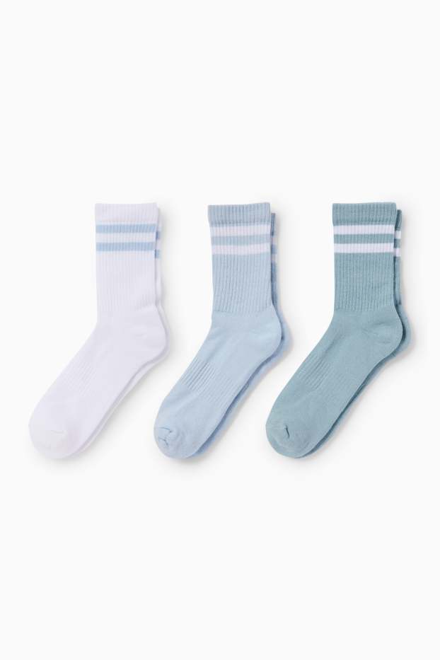 Damen - Multipack 3er - Tennissocken - weiss / hellblau