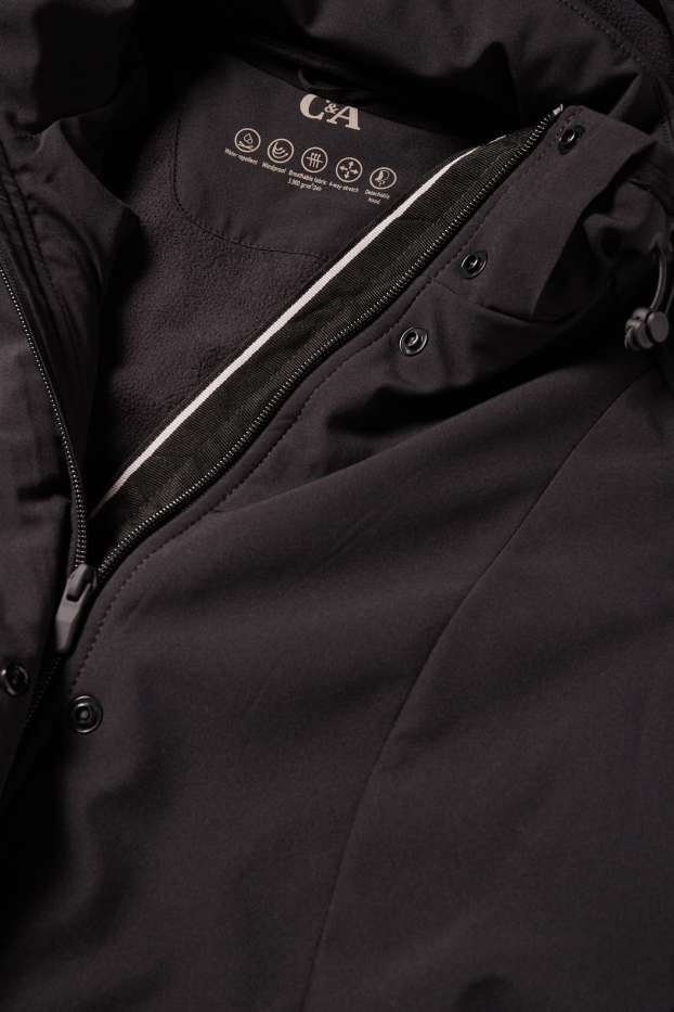 Women - Softshell coat with hood - water-repellent - 4-way stretch - black