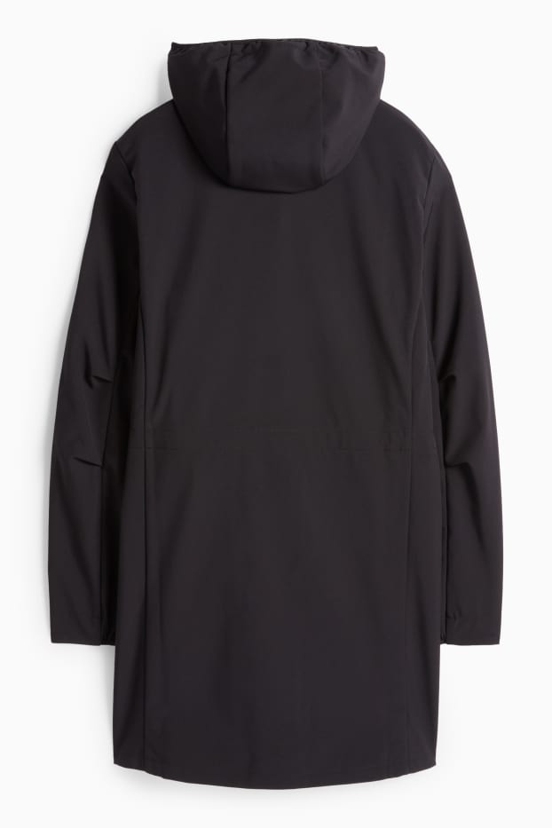 Women - Softshell coat with hood - water-repellent - 4-way stretch - black