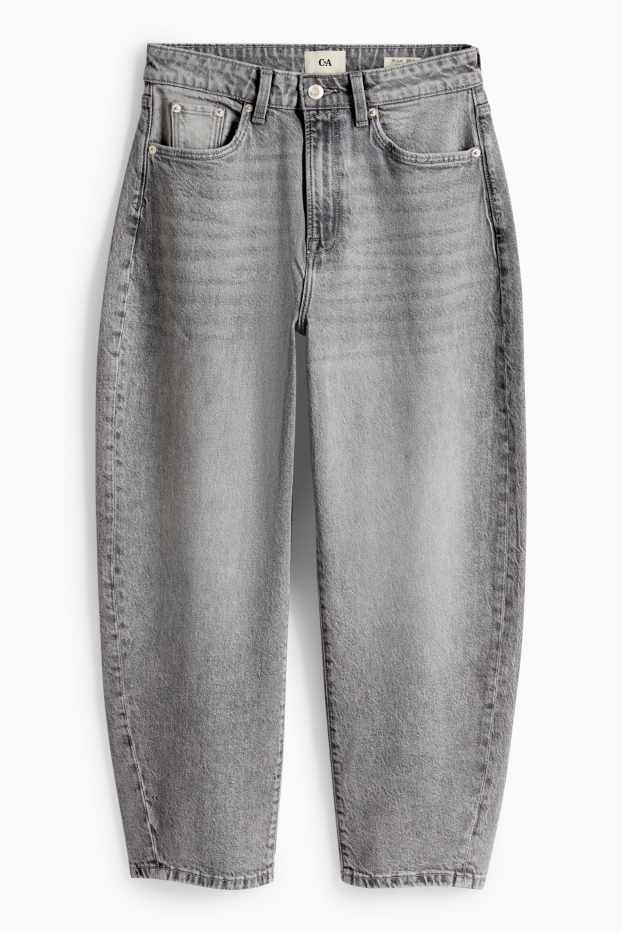 Dámské - Barrel jeans - high waist - džíny - šedé