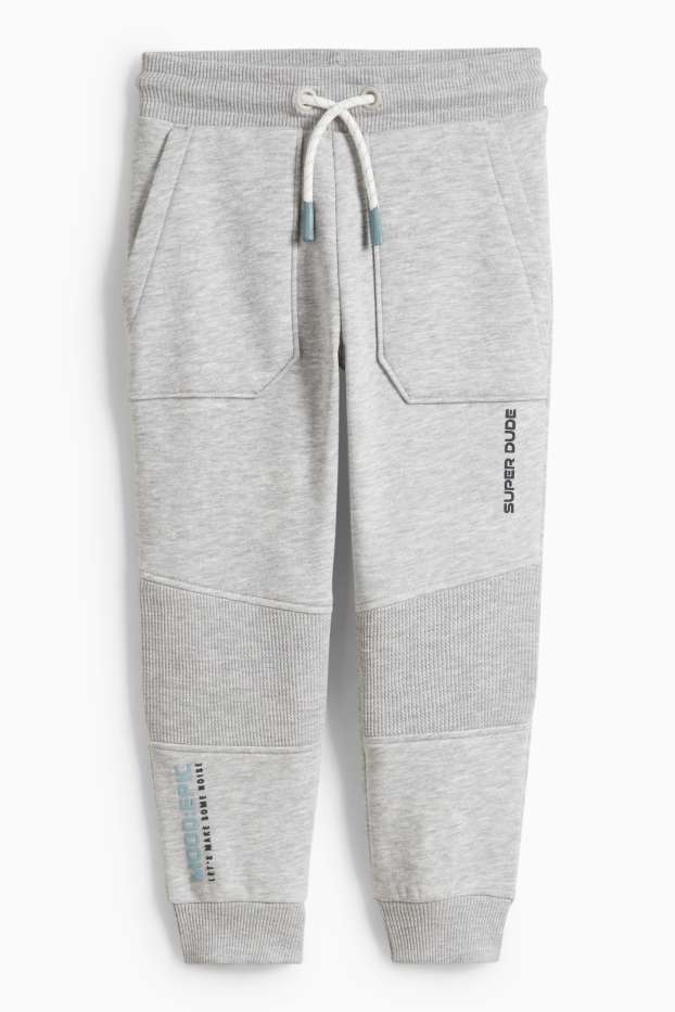 Děti - chlapci - Teplákové kalhoty - světle šedá-žíhaná