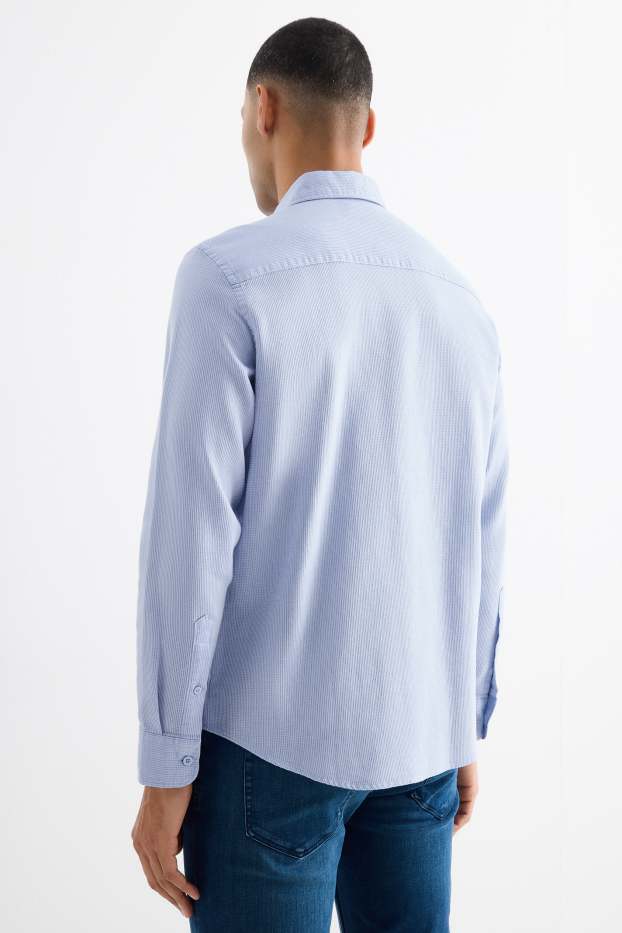 Hommes - Chemise - regular fit - col kent - finition texturée - bleu clair