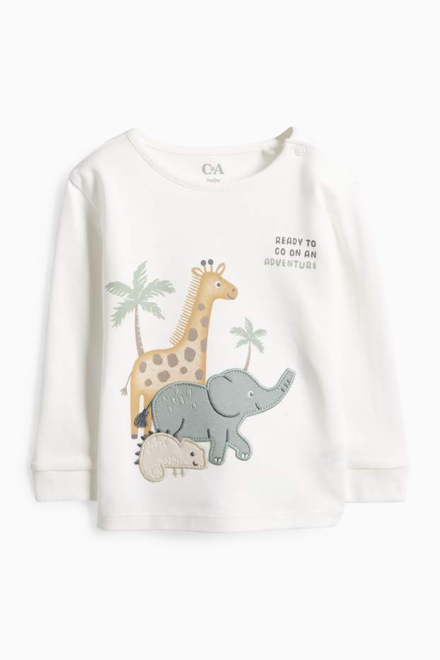 Miminka - chlapci - Žirafa, slon a chameleon - pyžamo pro miminka - 2dílné - bílá