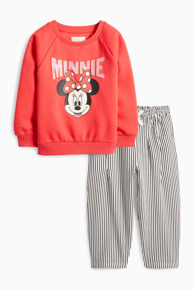 Kinderen: meisjes - Minnie Mouse - set - sweatshirt en jersey broek - 2-delig - rood