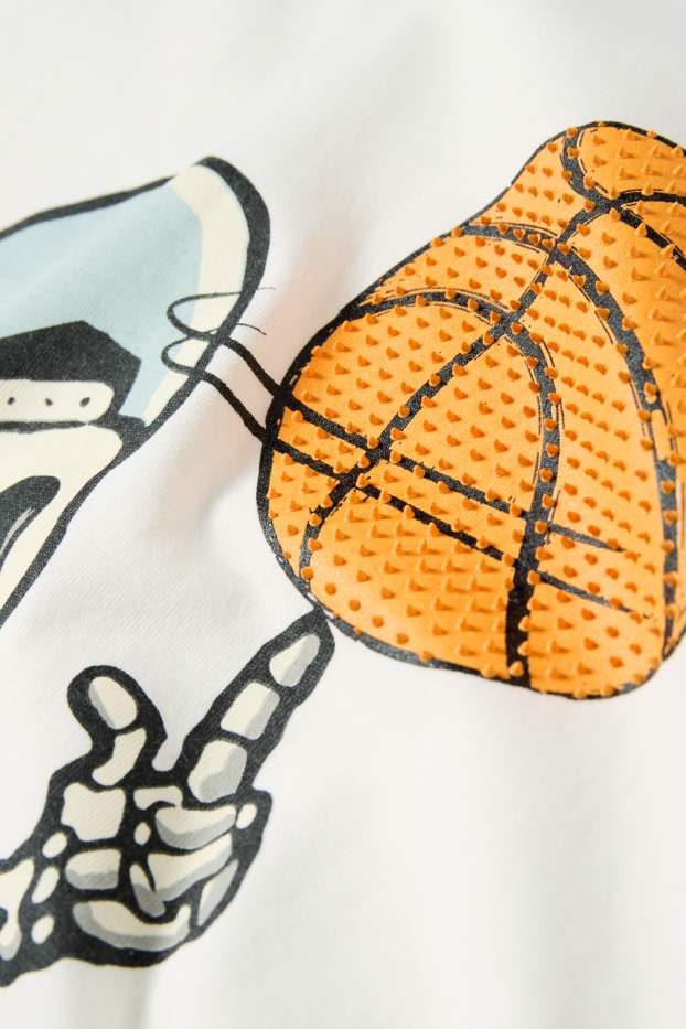 Enfants garçons - Basketball et squelette - T-shirt - blanc