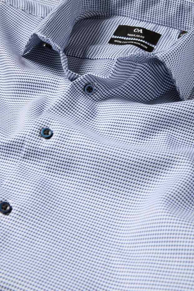 Herren - Businesshemd - Regular Fit - Cutaway - bügelfrei - gemustert - weiß / blau