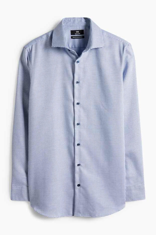Herren - Businesshemd - Regular Fit - Cutaway - bügelfrei - gemustert - weiß / blau