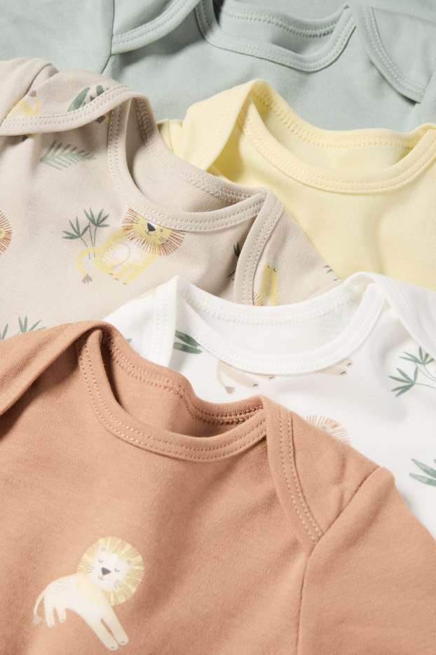 Baby Boys - Multipack of 5 - lion - baby bodysuit - light yellow