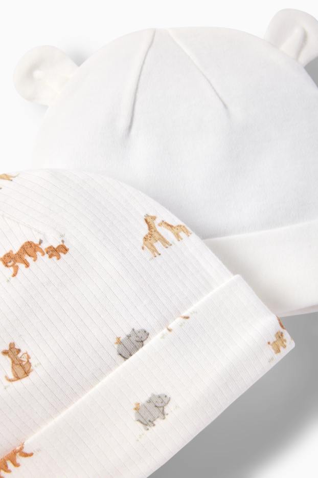 Unisex - Multipack 2er - Wildtiere - Baby-Mütze - weiß