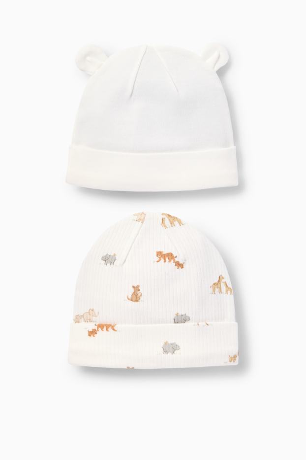 Unisex - Multipack 2er - Wildtiere - Baby-Mütze - weiß