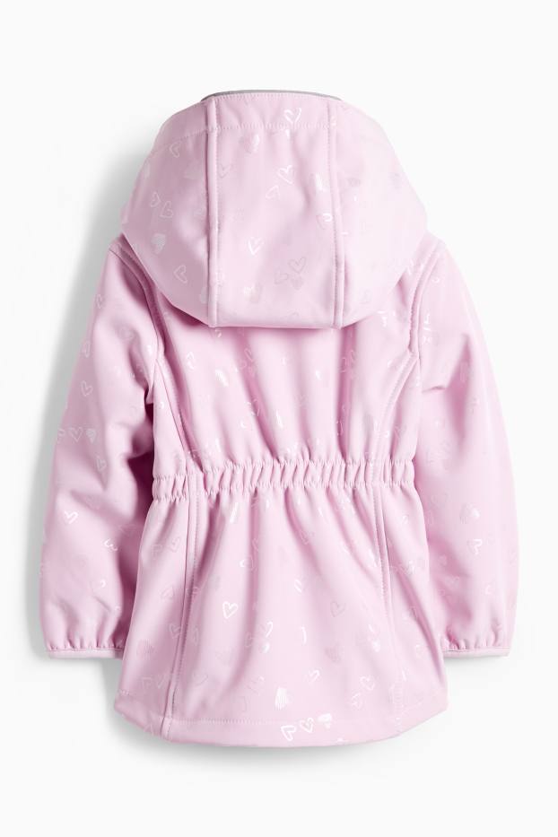 Kinder Mädchen - Herz - Softshelljacke mit Kapuze - wasserdicht - hellviolett