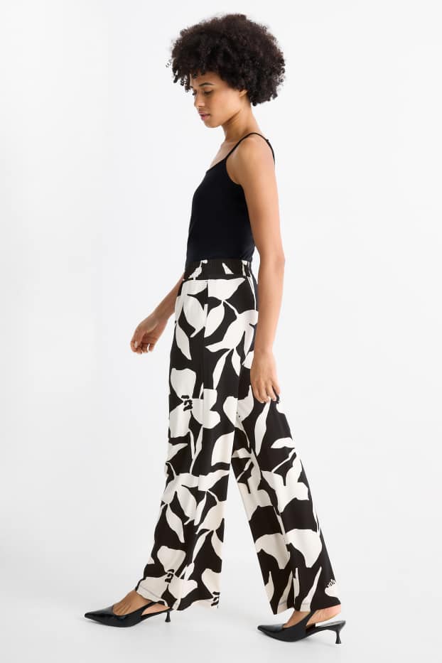 Dames - Pull-on-broek - zwart / wit