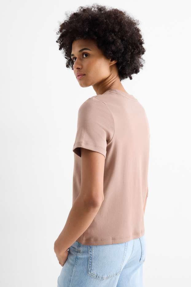 Women - Multipack of 2 - T-shirt - slim fit - light brown