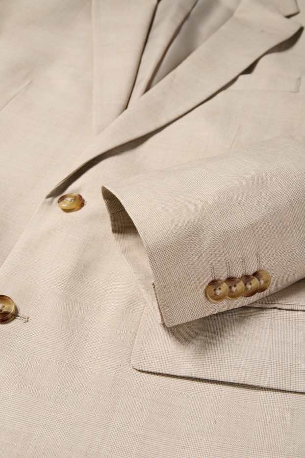 Hommes - Veste de costume - regular fit - extensible - à carreaux - beige