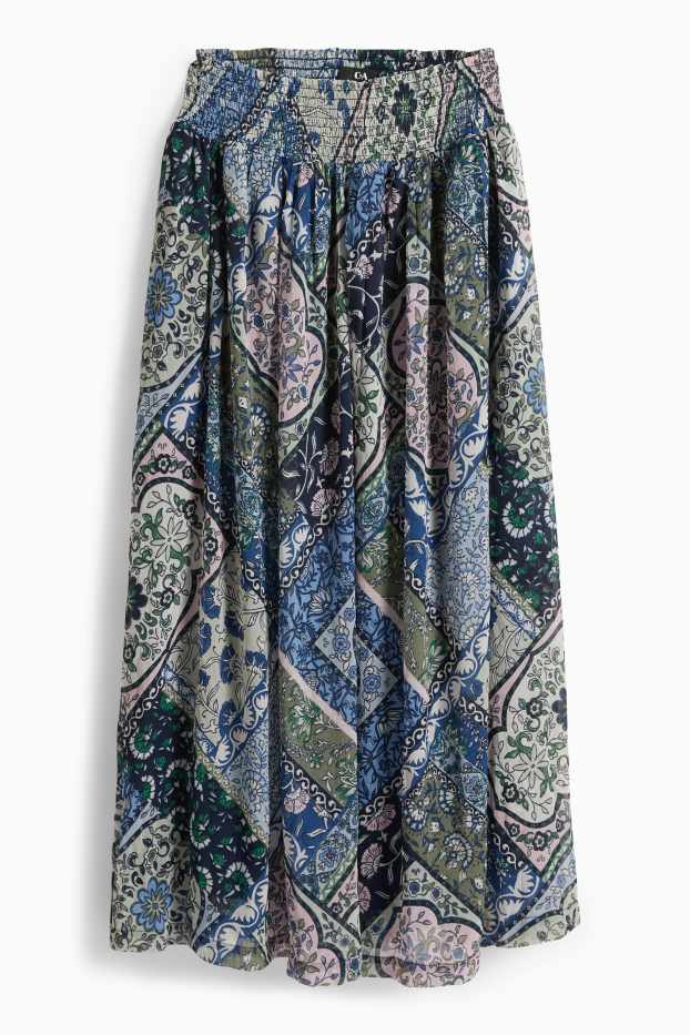 Damen - Chiffon-Rock - gemustert - dunkelblau