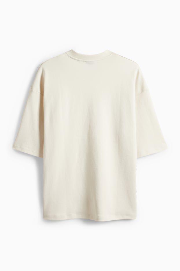 Uomo - T-shirt - oversize - bianco crema