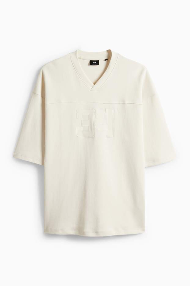 Uomo - T-shirt - oversize - bianco crema