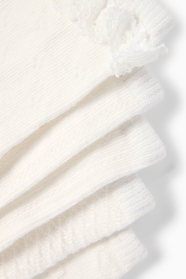 Bébés filles - Lot de 5 paires - chaussettes bébé - texturées - blanc